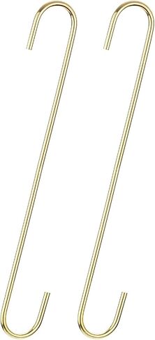 uxcell S Hanging Hooks, 5inch(120mm) Extra Long Steel Hanger, Indoor Outdoor Uses for Garden, Bathroom, Closet, Workshop, Kitchen, Gold Tone, 2Pcs in Saudi Arabia