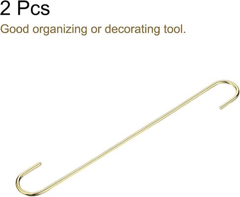 uxcell S Hanging Hooks, 5inch(120mm) Extra Long Steel Hanger, Indoor Outdoor Uses for Garden, Bathroom, Closet, Workshop, Kitchen, Gold Tone, 2Pcs in Saudi Arabia