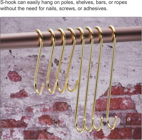 uxcell S Hanging Hooks, 5inch(120mm) Extra Long Steel Hanger, Indoor Outdoor Uses for Garden, Bathroom, Closet, Workshop, Kitchen, Gold Tone, 2Pcs in Saudi Arabia