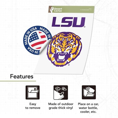Desert Cactus LSU Louisiana State University Sticker Vinyl Decal Laptop Water Bottle Car Scrapbook (4 Inch Set VB) in Saudi Arabia