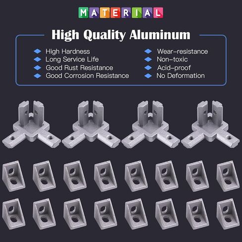 مجموعة موصلات الألومنيوم من سلسلة Glarks 230 قطعة 2020 تتضمن 22 قطعة دعامة زاوية، 44 قطعة صواميل T، 4 قطع موصل دعامة زاوية نهاية 3 اتجاهات ومسامير براغي رأس زر غسالات مسطحة in Kuwait