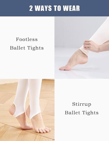 Stirrup Tights for Girls & Women, 60D Denier Ultra Soft Ballet Tights for Gymnastics, School, 1 or 2 Pairs/Pack in Saudi Arabia
