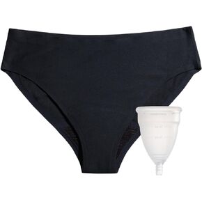 DIVA Reusable Period Underwear & DIVA Cup Model 2 - Menstrual Underwear - Medical Grade Period Cup - Bikini, Black