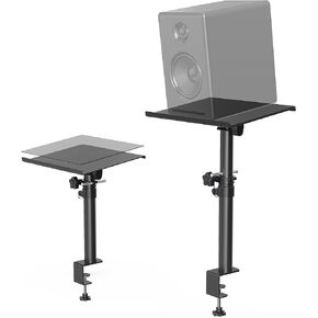 Studio Monitor and Speaker Stand,Clamp-on Desktop Speaker Stands,Height Adjustment and Tilt,Universal Audio Holders for Computer and Bookshelf Speakers,Elevated Sound,2 Pack,Black