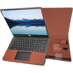 TYTX PU Leather Folio Book Cover Case Compatible for 2018~2022 13.3" Dell XPS 13 9370 9380 9305 7390 non-2-in-1 Notebook Computers ONLY (Brown)