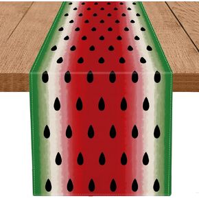 GPGHE Summer Table Runner Watermelon Long Table Runners 13x36 Inch Seasonal Holiday Party Supplies Kitchen Dining Table Home Decor