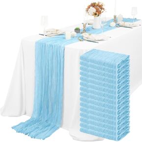15 Packs Cheesecloth Table Runner Orange,10 Ft Burnt Orange Rustic Gauze Boho Wedding Table Runner Decoration,Wedding Table Decor Table Cloth for Wedding Party Bridal Shower Table,21.5x120in
