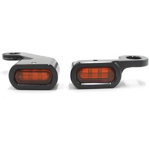 2PCS LED Turn Signals Flowing Handlebar Brake Clutch Marker Light Motorcycle Mini Blinkers Indicator for Harley Touring Electra Glide Softail Slim FLS(Black&Orange)