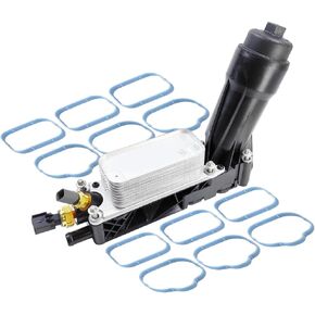 Engine Oil Cooler & Oil Filter Housing | Fit for 2011 2012 2013 Chrysler 200 300, Jeep Grand Cherokee Wrangler, Dodge Avenger Challenger Charger, Ram 1500 C/V 3.6L V6 | OE# 5184294AE 5184304AE