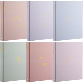 6 Pcs Aesthetic 3 Ring Binder Sturdy Cute Binder Decorative Fits 8.5 x 11 Inch Letter Sized Paper for Women Men School Office Home Supplies Work Organize Paperwork (Light Colors,1 Inch)
