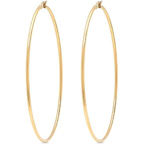 Gem Stone King 3.5 Inch Stainless Steel Yellow Gold Tone Hoop Earrings - 90mm Diameter - Stunning Statement Jewelry for Women