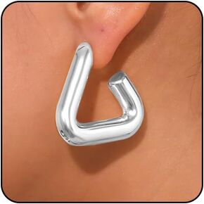 Chunky Gold Hoop Earrings for Women Silver Statement Earrings Thick Gold Earrings Hoops Big Gold Chunky Earrings Silver Huggie Hoop Earrings Trendy Silver Earrings Bold Jewelry Fashion