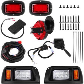 Golf Cart Turn Signal Kit,Golf Cart Lights,Golf Cart LED Headlight and Tail Light Kit for Club Car DS Carts 1993-up Gas & Electric Models(12V),with Upgrade Headlights, Amber Turn Signals, Brake Lights