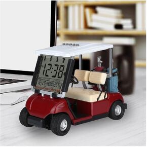 10L0L Newest Version LCD Display Mini Golf Cart Clock for Golf Fans Great Gift for Golfers Race Souvenir Novelty Golf Gifts