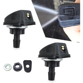 2 PCS Windshield Washer Nozzles, Car Wiper Nozzles, Single Hole Adjustable Fan-shaped Kit, Windshield Cleaning Accessories, Universal for Most Cars, Trucks and Vans (Black)