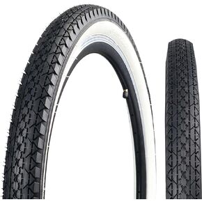 1/2 Pack 24"/26" x 2.125" Folding Replacement Bike Tires for Beach Cruiser Bike，Bicycle Tires for Commuter Bikes，White Wall，Non-Slip