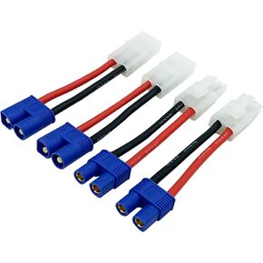 2Pairs Tamiya Connector to EC3 Plugs Adapter Male Female w/14AWG Gauge Silicone Cable Wire for RC Lipo Battery Charger ESC
