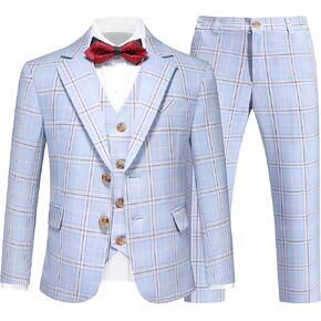 Boys Tuxedo Suits Size 4-16 Plaid Stripe Dress Suit Jacket for Boys 3 Piece Tweed Pinstripe Slim Fit Suits Set in Kuwait