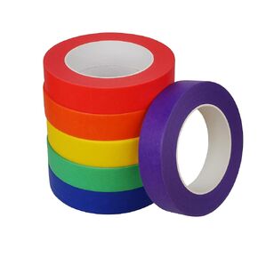 Multi-Roll Masking Tape Dispenser for Kids and Teachers - Includes 6 Colorful 1-inch Wide Masking Tape Rolls - for Crafts, Art, Painting, and Labeling