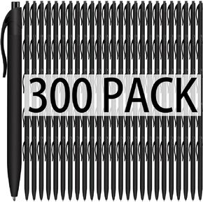 Fulmoon 300 Pcs Black Ink Pens Bulk 1.0 mm Medium Point Retractable Ballpoint Pens No Bleed Smooth Click Pens for School Office Supplies (Black)
