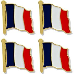 4 Pack France Flag Lapel Pin - French Flags Pins Lapel Hat Backpacks Suit Decoration & Men Women Waving Patriotic Enamel Metal Badge Souvenir