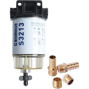 S3213 Fuel Water Separator Filter Assembly for Outboard Motor Mercury 35-60494-1 18-17928, 35-809097, Yamaha Racor Sierra Engine Boat 10 Micron, Replaces MAR-24563-03-00, 18-7919, 18-7919-1