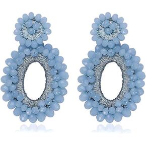 Statement Drop Earrings - Bohemian Beaded Teardrop Dangle Earrings Gift for Women