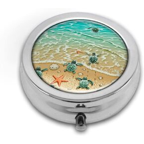 Pill Box,Anime Cute Green Kawaii Round Pill Box 3 Compartment Decorative Pocket Purse Portable Mini Travel Medicine Tablet Vitamin Holder Organizer Pill Case