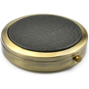 Retro Compact Pill Case with Mirror for Purse Travel Medicine Organizer (Light Gold), PC02