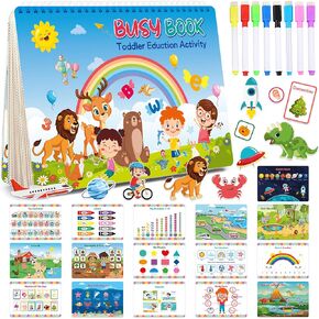 XSS Montessori Busy Book for Toddlers 3+, Kindergarten Prek Preschool Learning Activities with 32 Themes Learning and Coloring Books, Educational Learning Toys for 3 4 5 Year Old Kids Girls and Boys