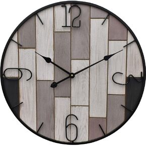 30" Rustic Farmhouse Roman Wooden Wall Clock Silver Hands (Whitewood Lettering, 30 inch)