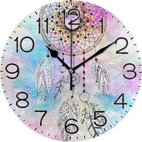 Two Pink Flamingos Wall Clock Battery Operated Non Ticking Silent Quartz Analog Rustic Farmhouse Round Clock Retro Decor for Home Kitchen Living Room Bathroom