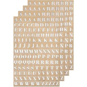 MECCANIXITY 4 Sheets Letter Resin Stickers 3D Small A to Z Gold Mini Alphabet Sticker Metallic Glitter Alloy Uppercase for Resin Nail Scrapbooking 3mm