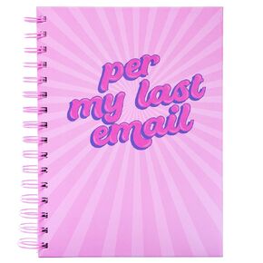 NPW Good Vibes Per my Last Email Notebook Spiral Bound Journal, Groovy Journal with a Durable Hard Cover - 100 Lined Pages