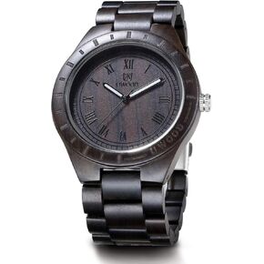 Mens Light Weight Unique Wood Watch, Uwood Series Handmade Sandalwood Analog Quartz Vintage Roman Number Natural Wooden Wristwatch in Saudi Arabia