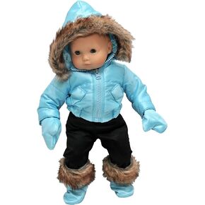 The Queen's Treasures 15 Inch Doll Clothes Designed for Use with Bitty Baby Dolls, Blue Snow Suit Jacket, Pants, Mittens, and Boots, Compatible with American Girl's Bitty Baby Twins
