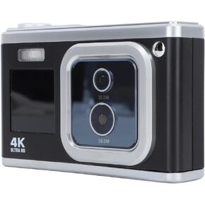 HD 4K Digital Camera, 16X Digital Zoom Built in Flash Small Portable Digital Camera Dual Lens Autofocus Dual Screen for Vlog for Teens (Black)