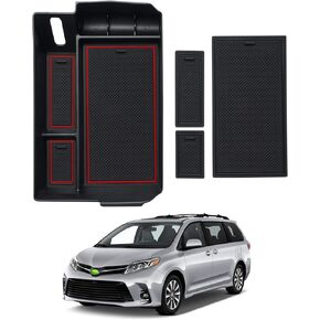 Autorder Center Console Organizer for Toyota Sienna 2024 2023 2022 2021 Accessories Armrest Storage Box Secondary Insert Tray with 2 Color Mats