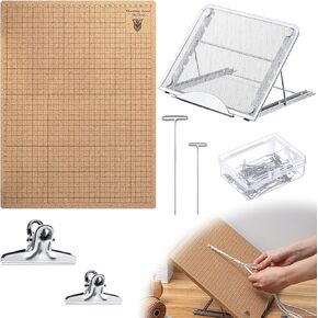 Tandefio 104 Pcs 12x16 Inch Macrame Board and Metal Adjustable Holder with T Pins Clips Macrame Project Supplies Tools Double Sided Grids for Braiding Cording Bracelet Creating
