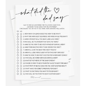 All Ewired Up 50 Baby Shower What Did the Dad Say Game (50-Cards) Fun Baby Shower Game Activity, Gender Neutral Boy or Girl, Co-Ed, Minimalist