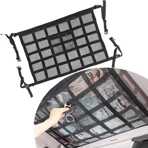 Pack-1 Car Cargo Net Pocket, 31.5In x 21.3In Double-Layer Strengthen Durable Vehicle Roof Storage Mesh, Universal Soft Automotive Camping Interior Accessories for Truck SUV Car (Black)