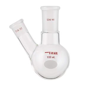 Glass 250ml Heavy Wall 2 Neck Round Bottom Flask, with 24/40 Center and Side Standard Taper Outer Joint - 250ml