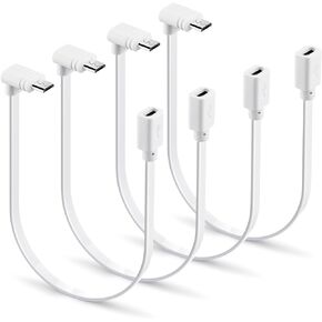 4-Pack Extension Cable for WYZE Cam Pan v3 Camera, 90 Degree Micro USB Extender Power Cord Flat 1 ft