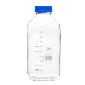 United Scientific™ Borosilicate Glass Media/Storage Bottles, Wide Mouth, GL80, Square, 5000mL, 1 Each