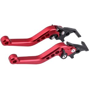 Acouto Dual Brake Lever 1 Pair CNC Aluminum Double Disc Brake Levers for Motorcycle Scooter Modification Below 150CC Red