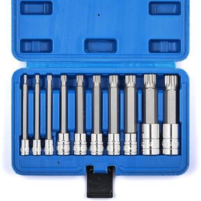 MIXPOWER 20PCS 1/4", 3/8", 1/2" Drive Spline Tip Bit Socket Set, M4-M18, 4" Length, Standard&Extra Long, XZN Triple Square Socket Set