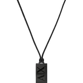 A|X ARMANI EXCHANGE Men's Black Stainless Steel Dog Tag Necklace (Model: AXG0086001)