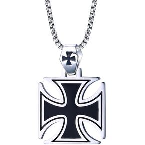 Stainless Steel Jerusalem Knights Templar Maltese Cross Pendant Necklace with Box Chain…