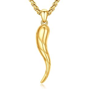 Italian Horn Necklace Cornicello Necklace Sterling Silver Gold Italian Horn Pendant Necklace Mens Lucky Italian Gold Horn Jewelry Gift in Saudi Arabia