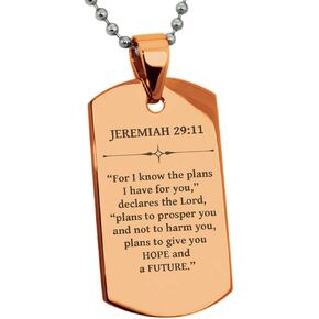 Stainless Steel Hope and Future Jeremiah 29:11 Dog Tag Pendant Necklace